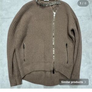 Brunello Cucinelli Chunky Knit Zip Cashmere Cardigan - Taupe